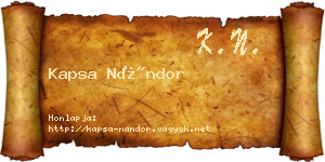 Kapsa Nándor névjegykártya